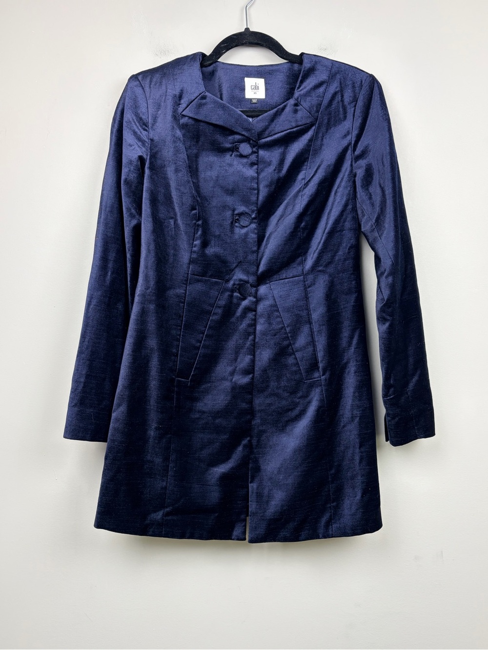 CAbi The Entrance Velvet Coat Midnight Blue XS Long Jacket